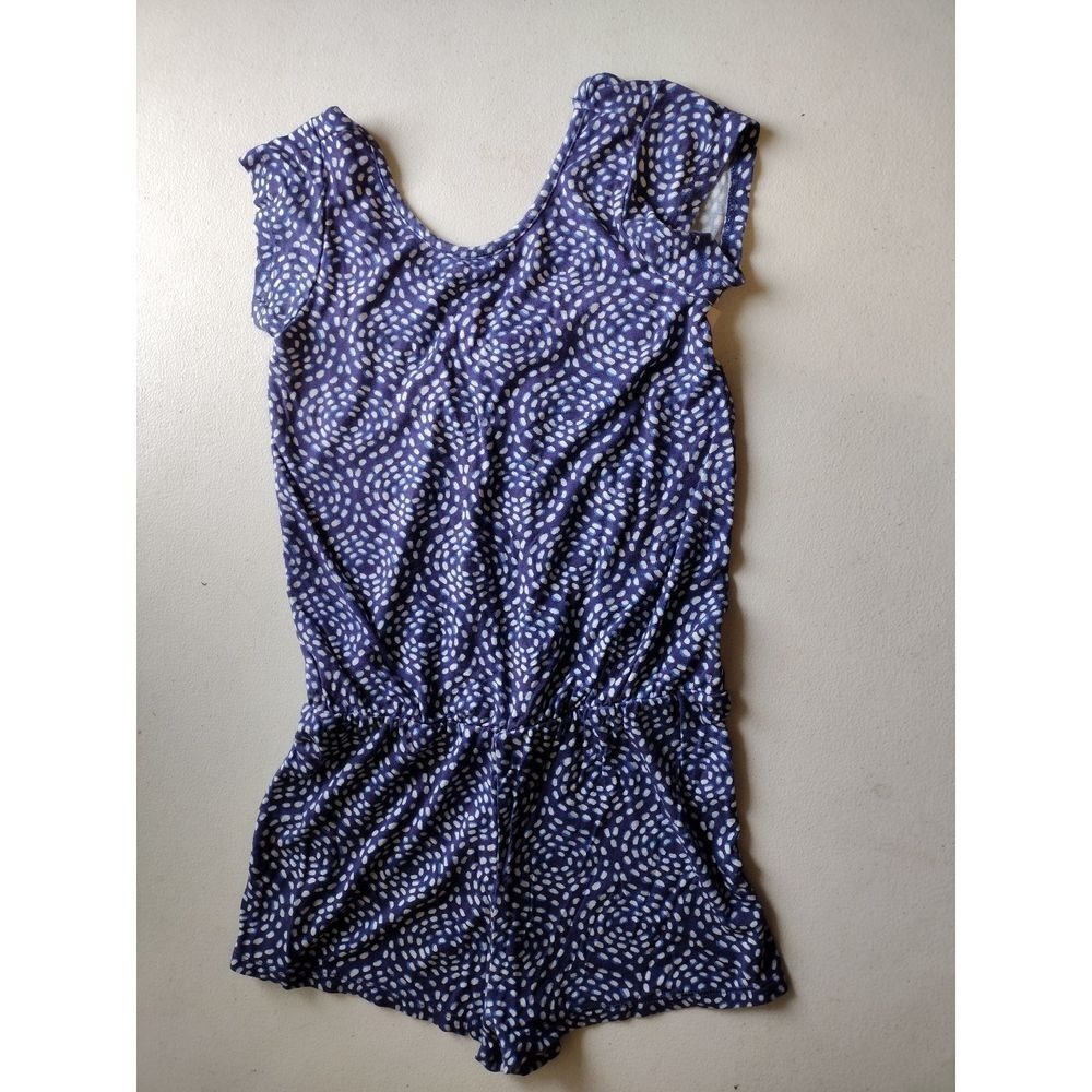 Hatley Girls Purple‎ Blue Dotted Swirl Jersey Knit Romper Size 7